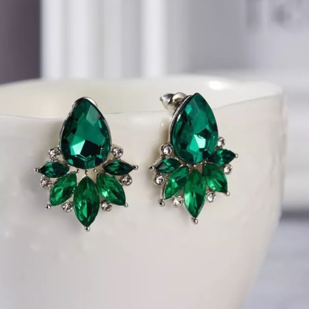 Emerald Green Crystal Statement Earrings